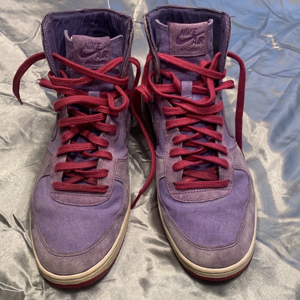 🌹VINTAGE Nike Air AF1 Lite Women’s • Purple & Pink Suede High Top Sneakers - Picture 6 of 16